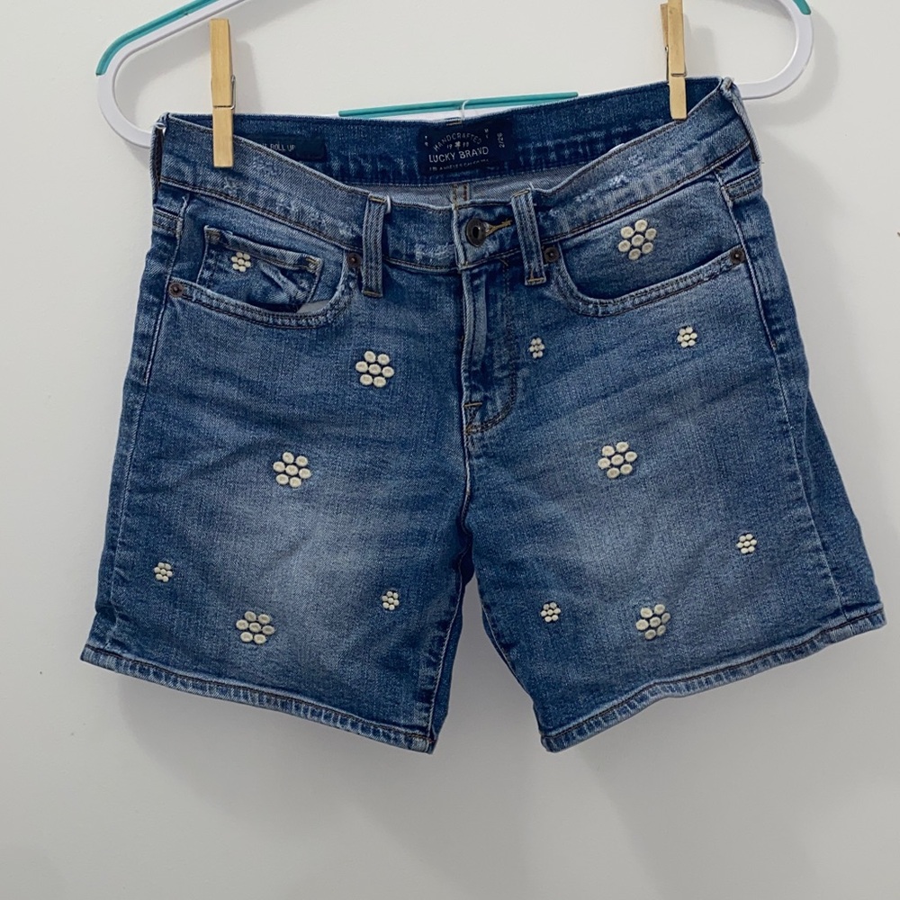 Lucky Brand Denim Shorts with Floral Embroidery